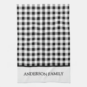 Buffalo Plaid Christmas Black White Kitchen Towel