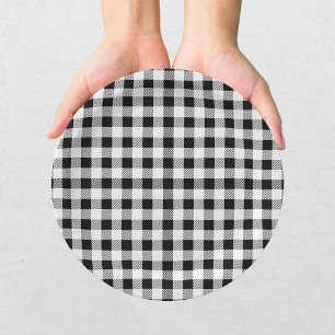 Buffalo Plaid Christmas Black White Paper Plates