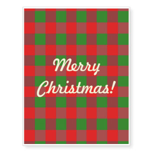 Buffalo Plaid Christmas Check Pattern,Green Red Temporary Tattoos