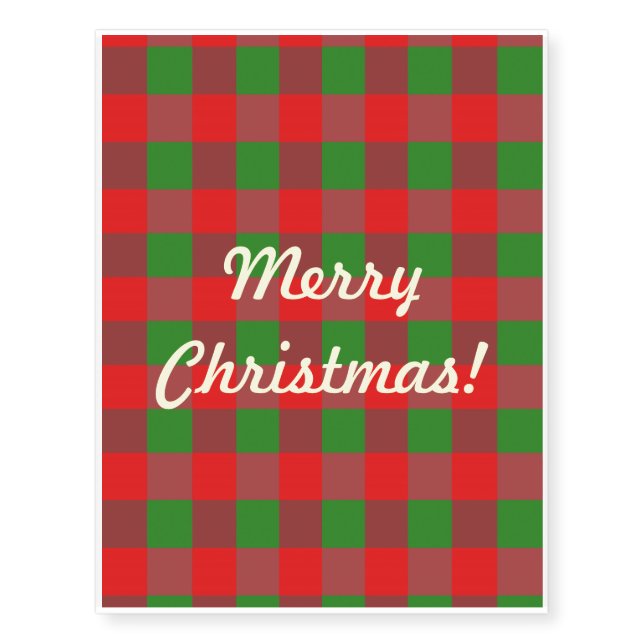 Buffalo Plaid Christmas Check Pattern,Green Red Temporary Tattoos (Front)
