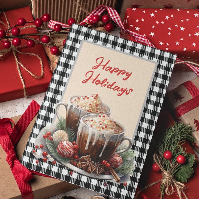 Buffalo Plaid Christmas Cocoa Holiday Card (Creator Uploaded)