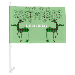 Buffalo Plaid Christmas Deer Thunder_Cove Car Flag