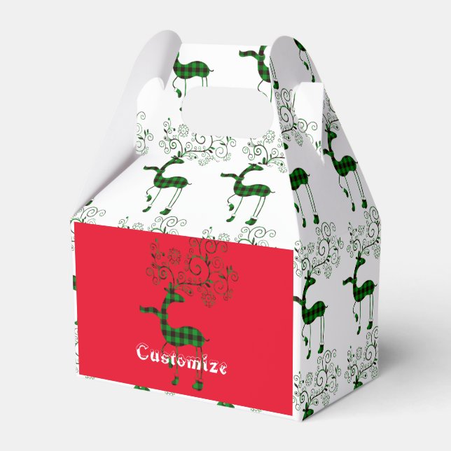 Buffalo Plaid Christmas Deer Thunder_Cove  Favor Boxes (Front Side)