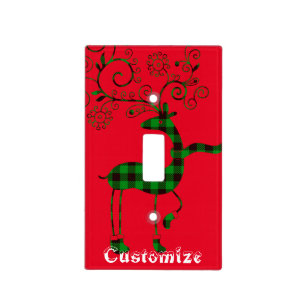 Buffalo Plaid Christmas Deer Thunder_Cove Light Switch Cover