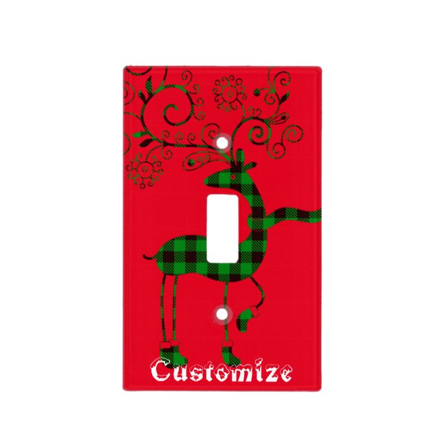 Buffalo Plaid Christmas Deer Thunder_Cove Light Switch Cover (Front)