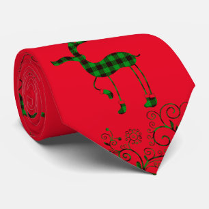 Buffalo Plaid Christmas Deer Thunder_Cove Neck Tie