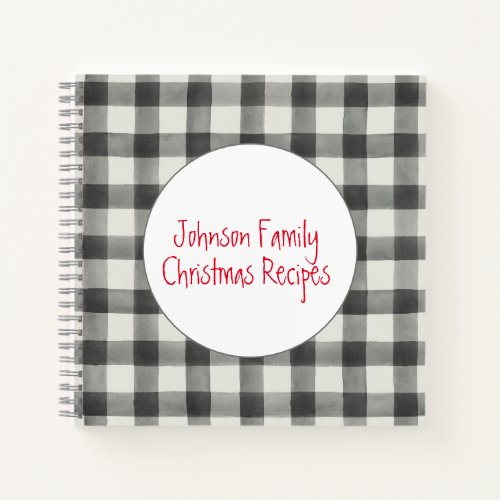 Buffalo Plaid Christmas Family Recipes Notebook