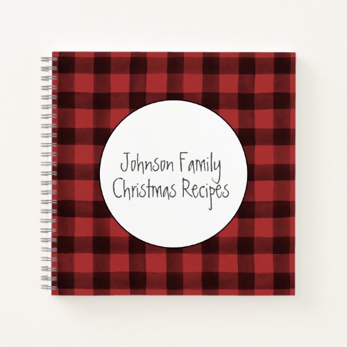 Buffalo Plaid Christmas Family Recipes Notebook