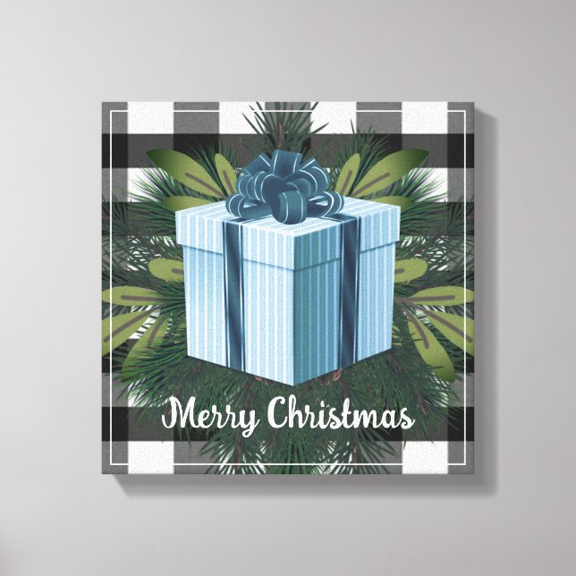 Buffalo Plaid Christmas Gift | Blue Canvas Print (Front)