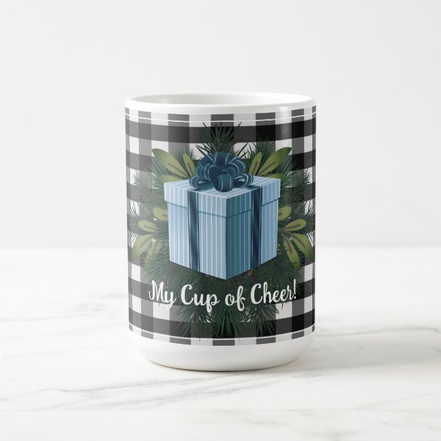 Buffalo Plaid Christmas Gift | Blue Coffee Mug (Center)
