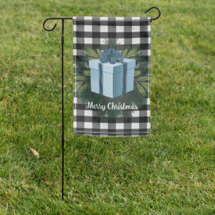 Buffalo Plaid Christmas Gift Blue Garden Flag