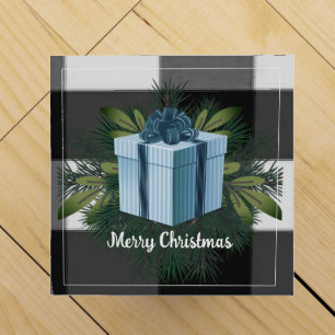 Buffalo Plaid Christmas Gift Blue Holiday Wine Box