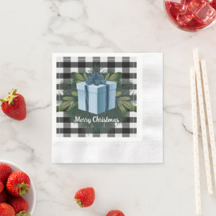 Buffalo Plaid Christmas Gift Blue Napkins