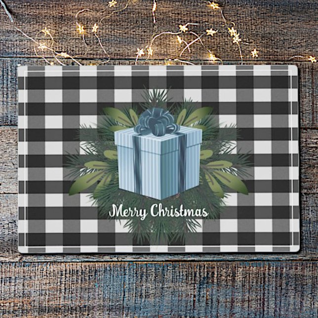 Buffalo Plaid Christmas Gift | Blue Placemat (Blue Buffalo Plaid Christmas Gift Placemat)