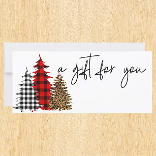 Buffalo Plaid Christmas Gift Card Trees Leopard