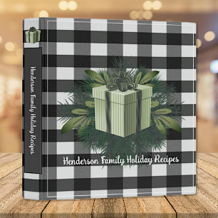 Buffalo Plaid Christmas Gift Family Recipe Green 3 Ring Binder