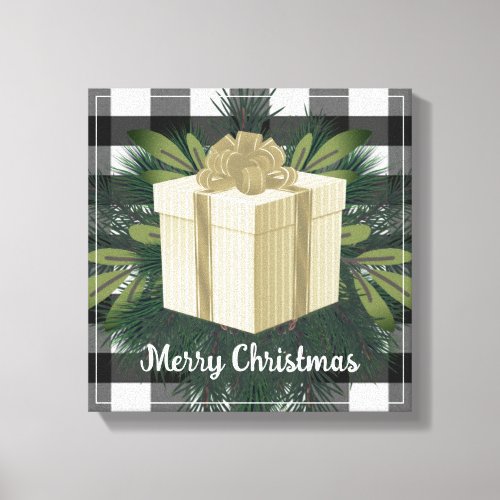 Buffalo Plaid Christmas Gift  Gold Canvas Print