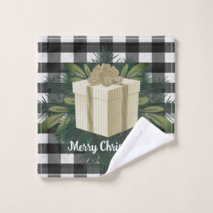 Buffalo Plaid Christmas Gift   Gold Holiday Bath Towel Set