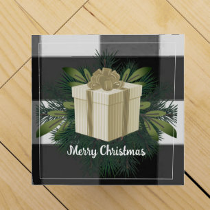 Buffalo Plaid Christmas Gift Gold Holiday Wine Box