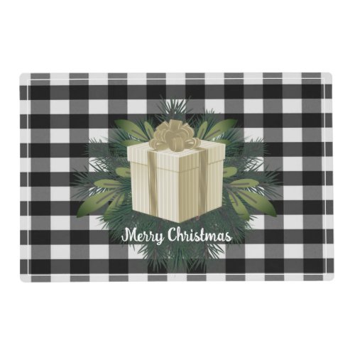 Buffalo Plaid Christmas Gift  Gold Placemat