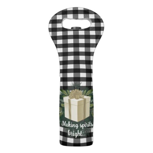 Buffalo Plaid Christmas Gift  Gold Wine Bag