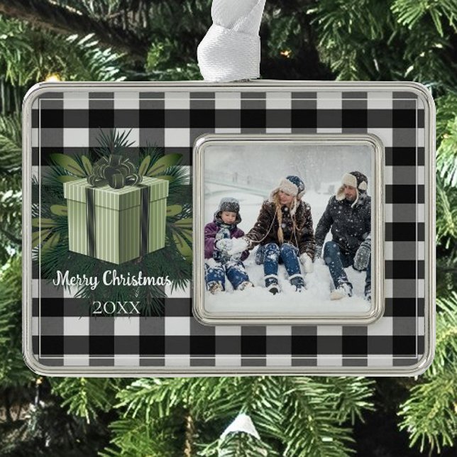 Buffalo Plaid Christmas Gift | Green Christmas Ornament (Green Buffalo Plaid Christmas Gift Christmas Ornament)