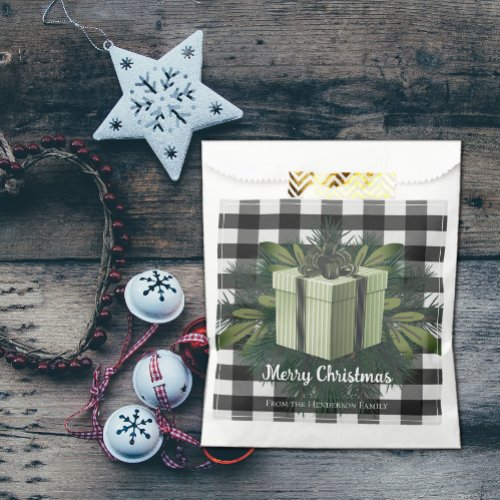 Buffalo Plaid Christmas Gift  Green Favor Bag