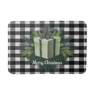 Buffalo Plaid Christmas Gift Green Holiday Bath Mat