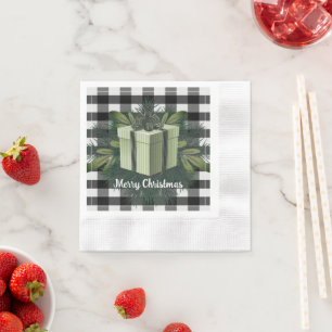 Buffalo Plaid Christmas Gift Green Napkins