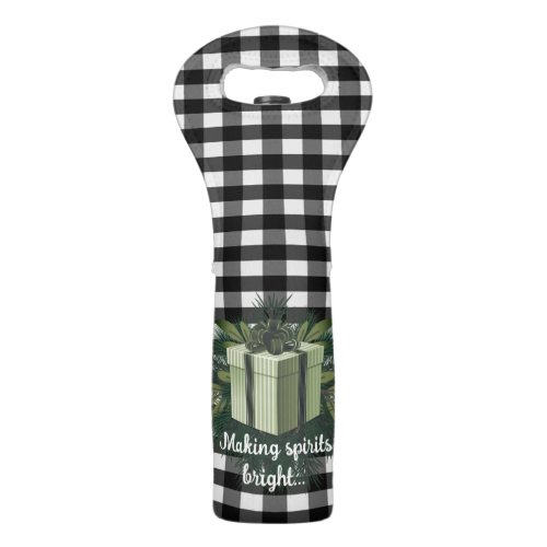 Buffalo Plaid Christmas Gift  Green Wine Bag