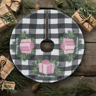 Buffalo Plaid Christmas Gift   Pink Brushed Polyester Tree Skirt