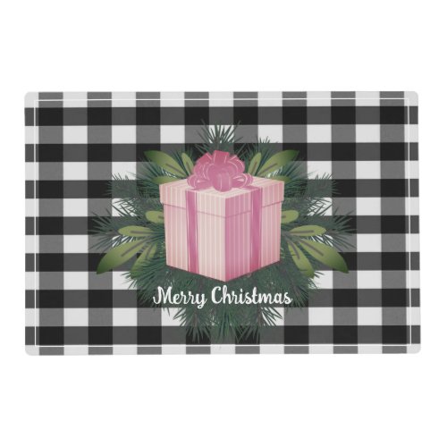 Buffalo Plaid Christmas Gift  Pink Placemat