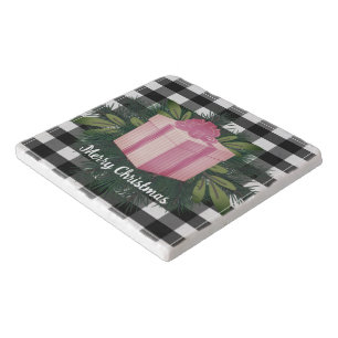 Buffalo Plaid Christmas Gift   Pink Trivet