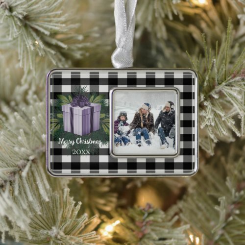 Buffalo Plaid Christmas Gift  Purple Christmas Ornament