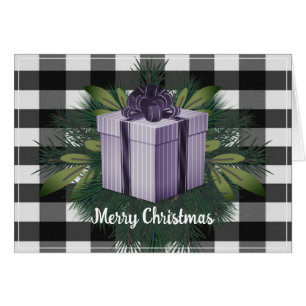 Buffalo Plaid Christmas Gift   Purple Holiday Cards