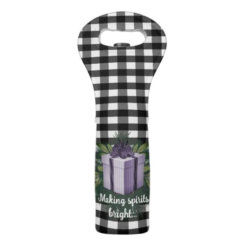 Buffalo Plaid Christmas Gift  Purple Wine Bag