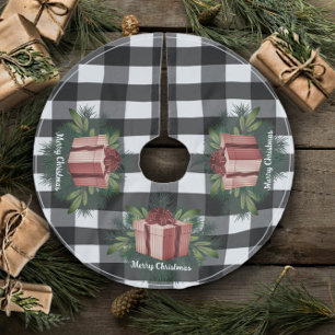 Buffalo Plaid Christmas Gift   Red Brushed Polyester Tree Skirt