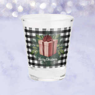 Buffalo Plaid Christmas Gift Red Holiday Shot Glass