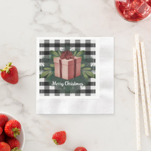 Buffalo Plaid Christmas Gift Red Napkins