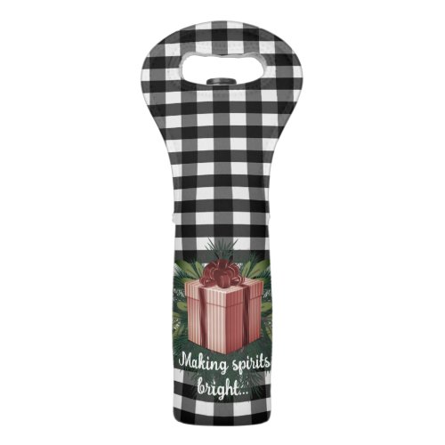 Buffalo Plaid Christmas Gift  Red Wine Bag