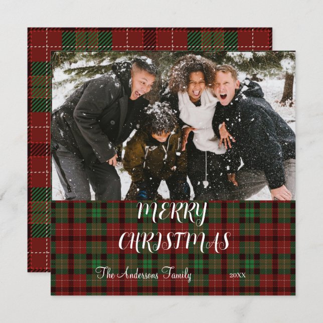 Buffalo plaid Christmas   Holiday Card (Front/Back)