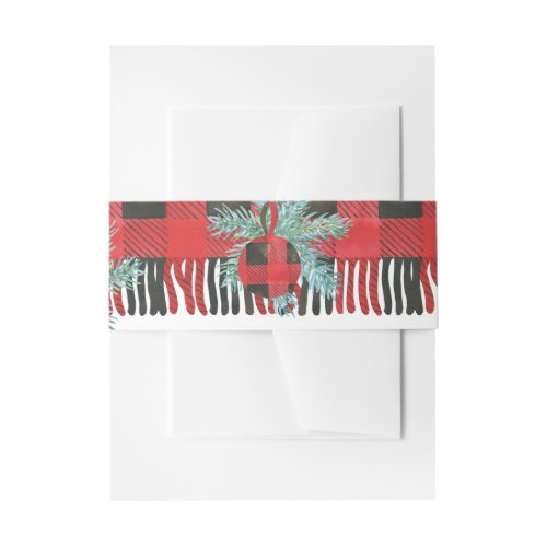 Buffalo Plaid Christmas Invitation Belly Band