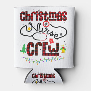 Buffalo Plaid Christmas Nurse Crew Reindeer Nursin Can Cooler