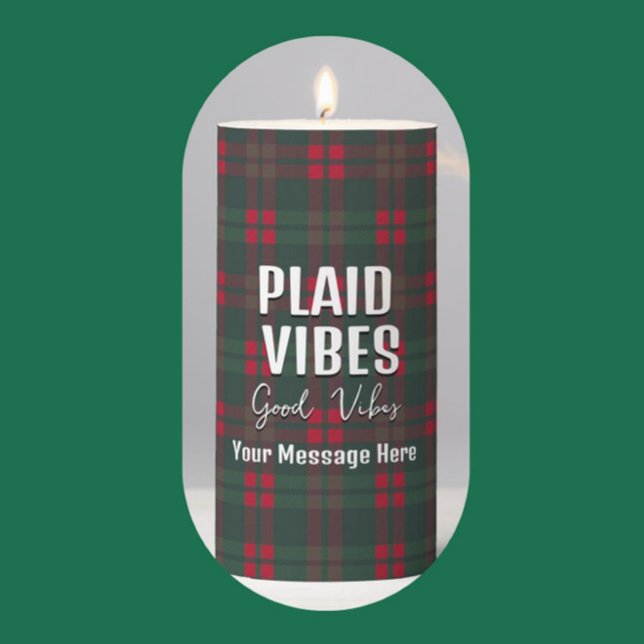 Buffalo Plaid Christmas Pattern Green Red Black Pillar Candle (Buffalo plaid pillar candle)