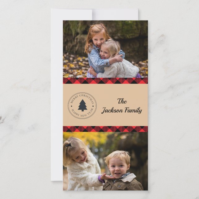 Buffalo Plaid Christmas Photo Card (Front)