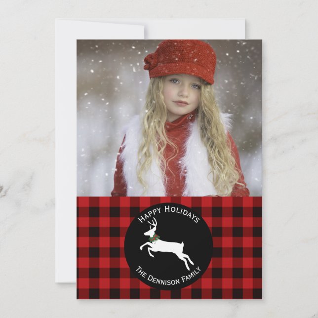 Buffalo Plaid Christmas Photo Greeting Card (Front)