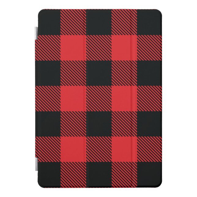Buffalo Plaid Christmas Red and Black Check iPad Pro Cover (Front)
