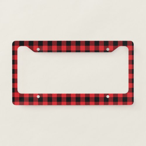 Buffalo Plaid Christmas Red and Black Check License Plate Frame