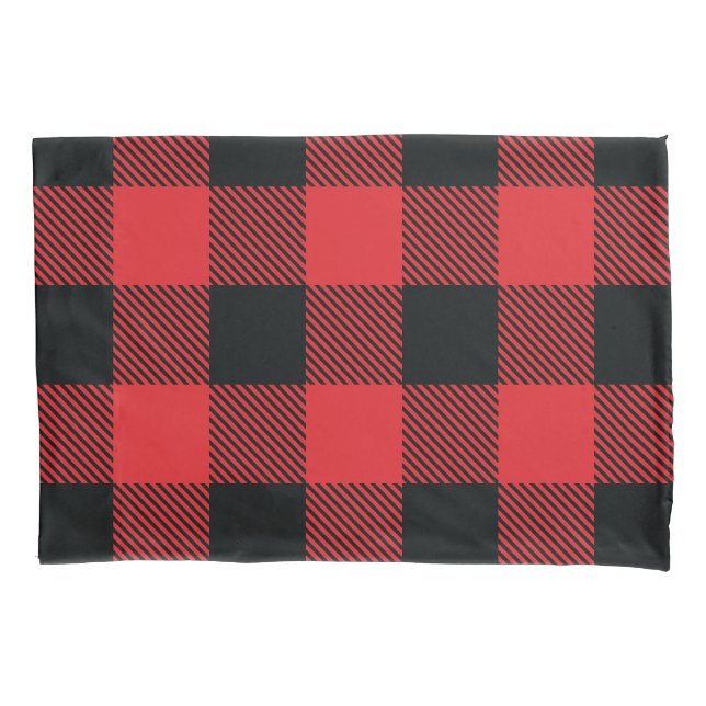 Buffalo Plaid Christmas Red and Black Check Pillow Case (Front)