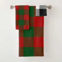 Buffalo Plaid Christmas Tree Trio Hand Towel Christmas 